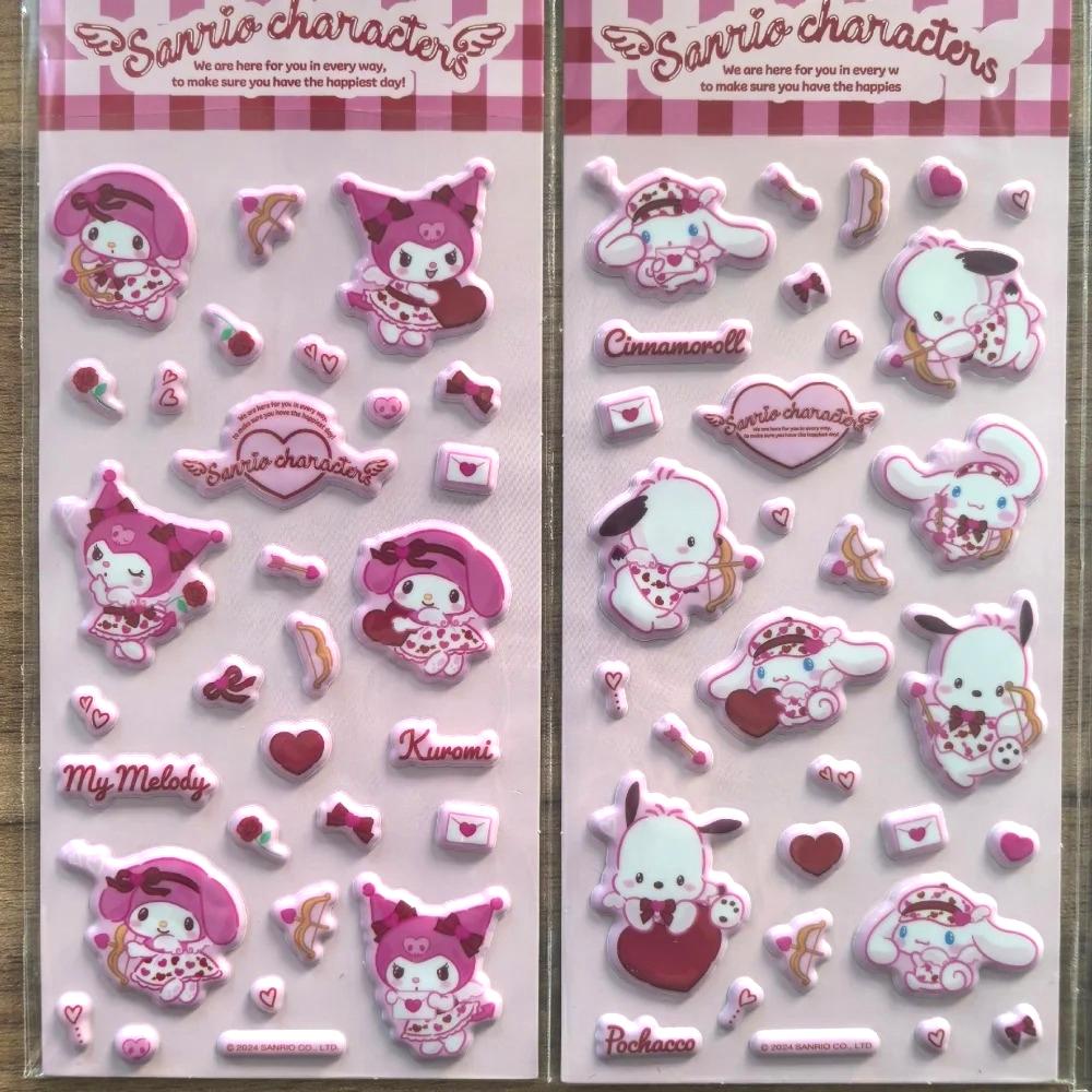Genuine Sanrio 3D Bubble Pvc Journal Stickers Cinnamoroll My Melody Kuromi Cute Stickers For Girls Women Scrapbooking Gifts
