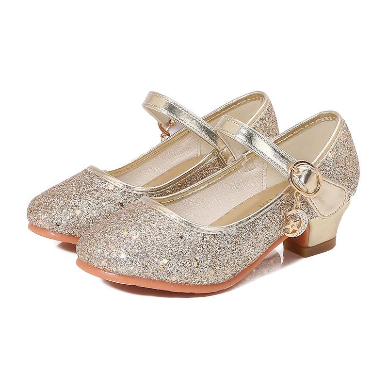 Fairy Girl High Heels Princess Shoes Halloween Cosplay Kids Shiny Sofia Cinderella Aurora Rapunzel Party Dress Up Leather Shoe