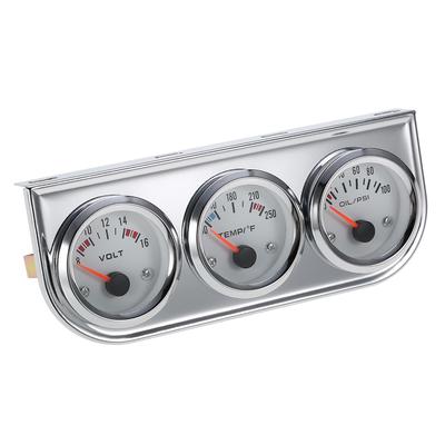 52MM Olejový tlak Fahrenheita Měřič teploty vody Voltmetr Chrome Sada měřidel 3 v 1 do auta