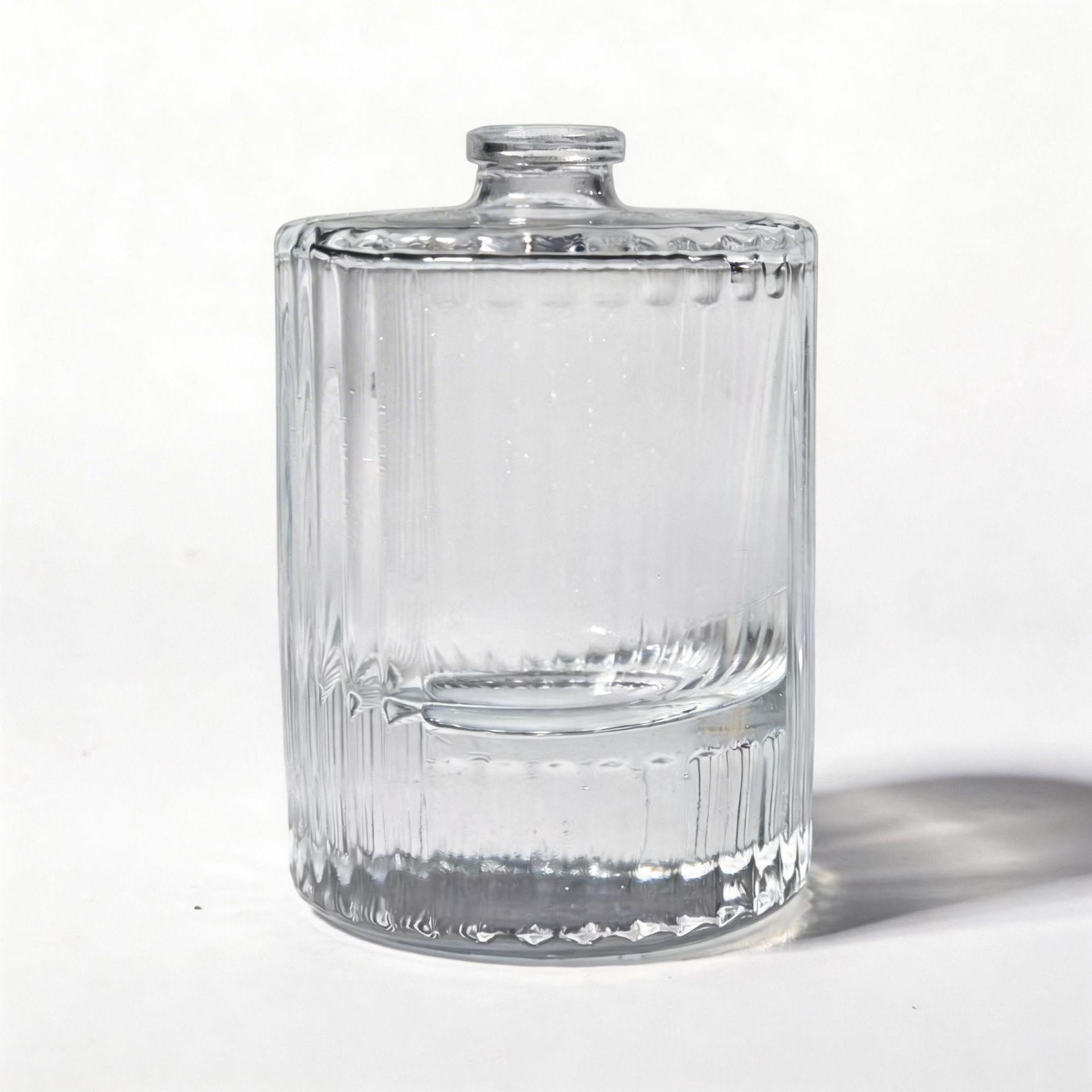 30ml Vertical Striped Glass Perfume Spray Bottle - High-End Cylindrical Design in Stock