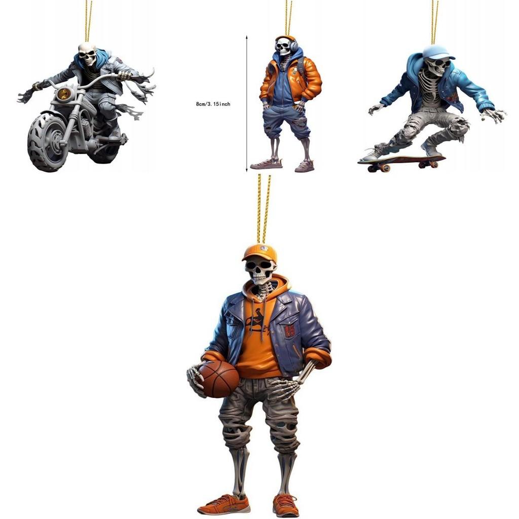 Vintage Acrylic Skeleton Car Hanging Ornament For Rearview Mirror Decoration