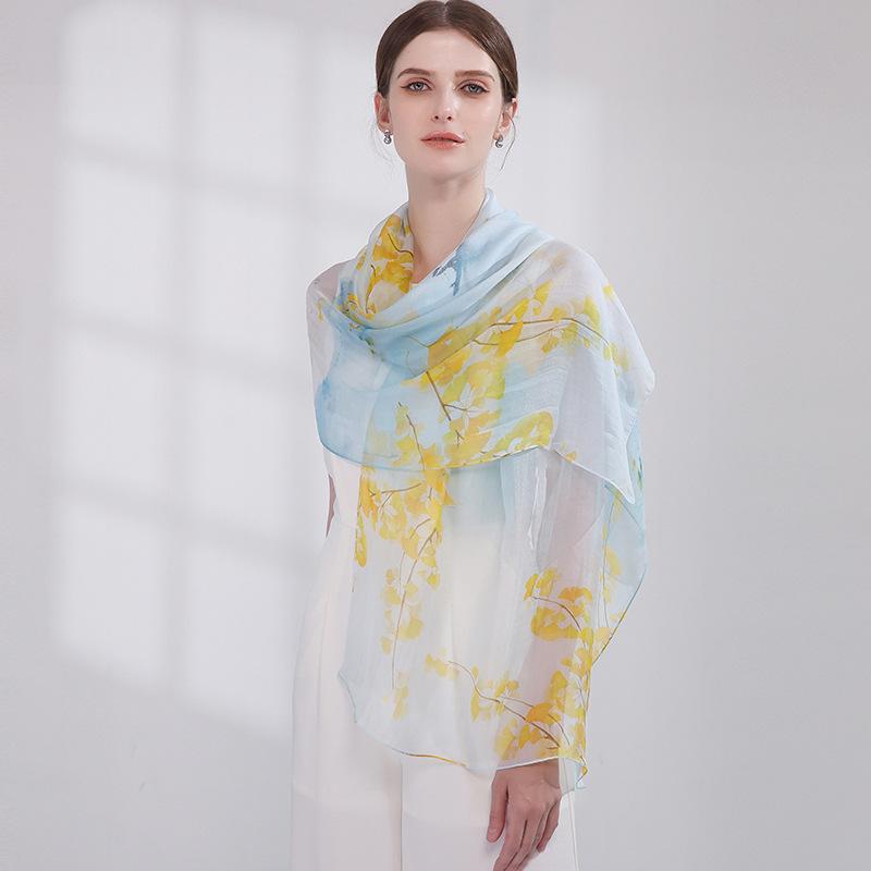 Shanghai Story New Mulberry Silk Scarf Women's Summer Thin Versatile Printed Shawl Mom Gift Scarf