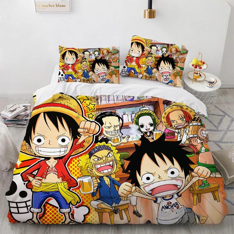Anime One Piece Bedding Set Boys Girls Bedroom Decor Twin Full Queen King Size Cosplay Duvet Cover Pillowcases Gifts