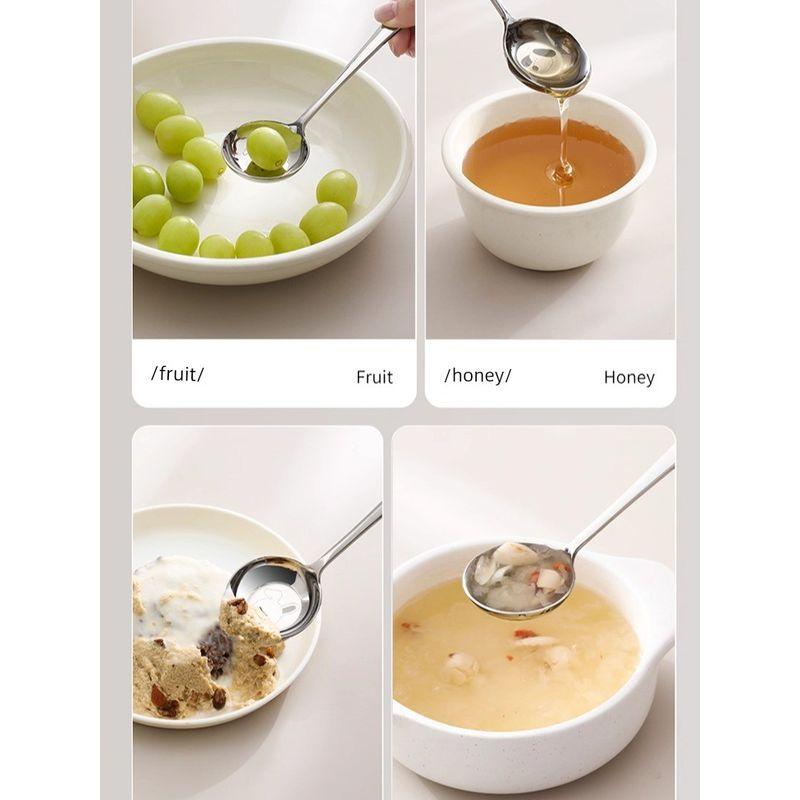316L Stainless Steel Spoon for Home Use, High-End Flat-Bottomed Large Children's Spoon for Eating, Round-Headed Soup Spoon, Deep Soup Spoon