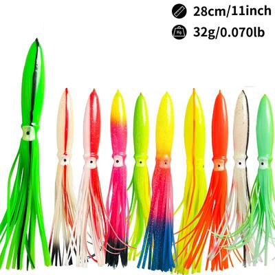 28cm32g Luminous Octopus Fishing Lure Lifelike Squid Skirt Fishing Bait Fishing Gear For Saltwater