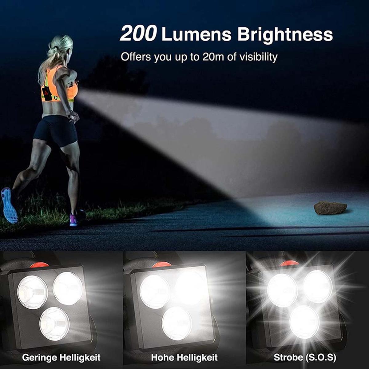 

Ultra-Durable Night Running Lights for Runners, LED Chest Lamps with Reflective Vest Gear and Rechargeable Battery Charging Ligh
