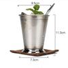 Mint Julie Glass, Silver Stainless Steel Mint Mojito Cocktail Drinking Glass Moscow Mule Cup for Bar