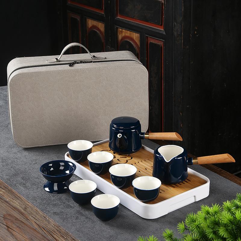 Travel Tea Set High-end Kung Fu Tea Set Business Gift Tea Set Ji Blue Glaze Ceramic Tea Set
