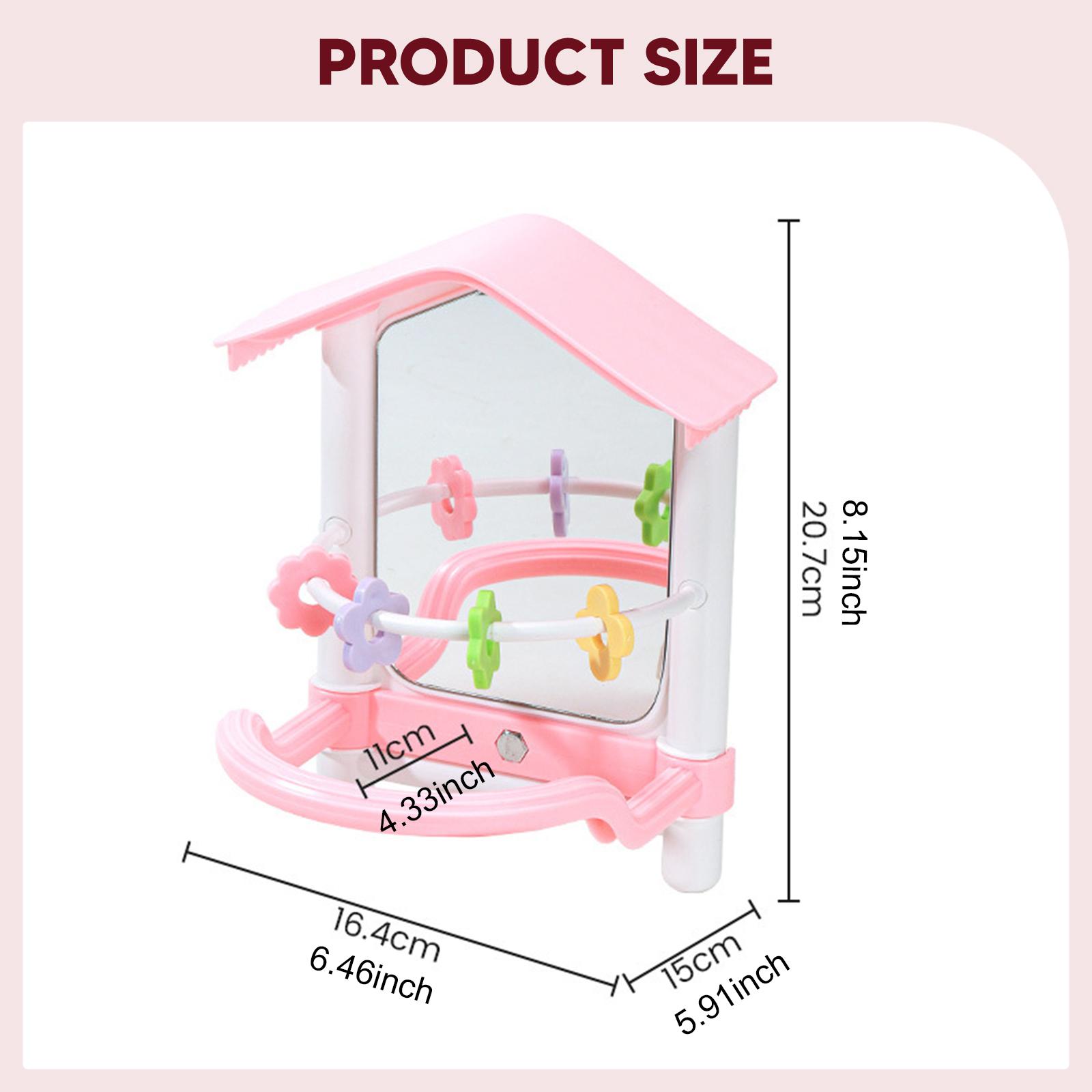 

Bird Mirror Toy with Perch Stand Activity Center Parrot Chewing Toy Cage Accessories for Parakeet Cockatiel Conure Lovebird розовый