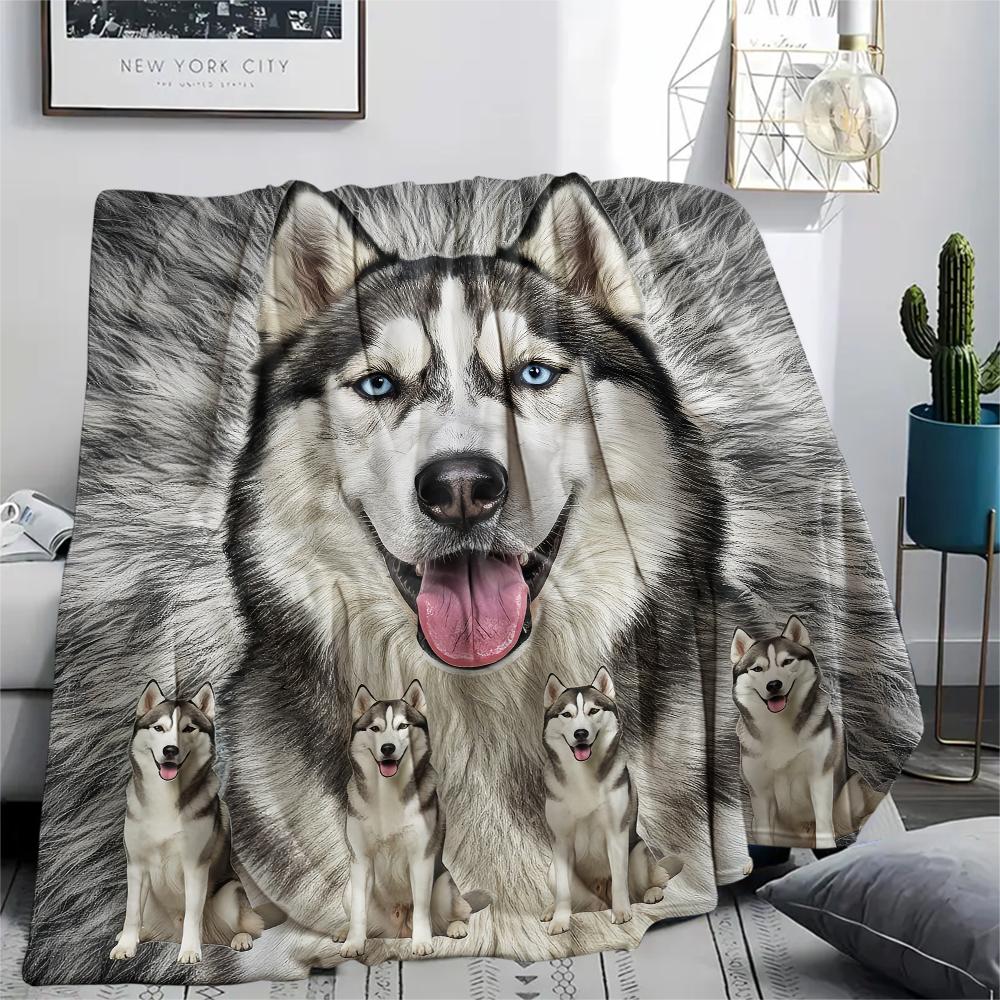 1 st Golden Retriever Husky Tryck Flanellfilt, Hög kvalitet Bekväm för Alla Årstider, Heminredning, Värme och Komfort, Perfekt för Gåvor