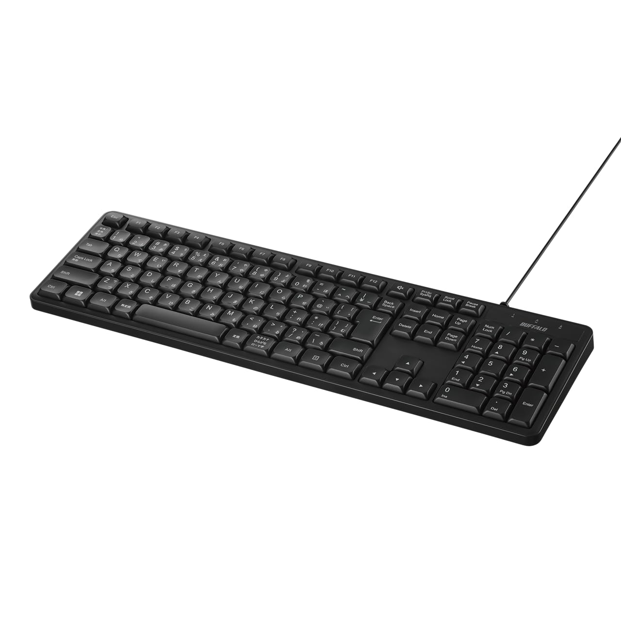 

Buffalo Quiet Wired USB Full 109 Japanese BSKBU345BK Keyboard, Type-A, Keyboard, Keys, Layout, Black, чорний