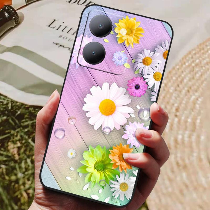 Para Capa Vivo Y36 5G Capa Preta À Prova de Choque Silicone Macio Capas Traseiras Para Vivo Y36 4G V2247 Capa de Telefone Y 36 5G Capa Leão Lobo