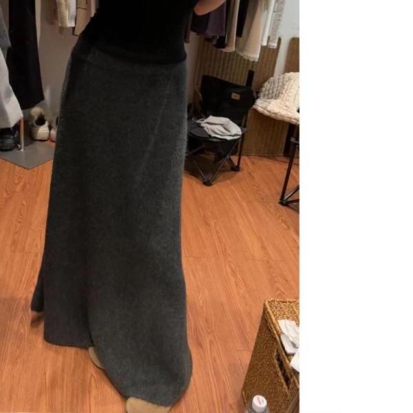 Elegant Thick Knit A-Line Fishtail Midi Skirt for Women - Autumn/Winter Trend