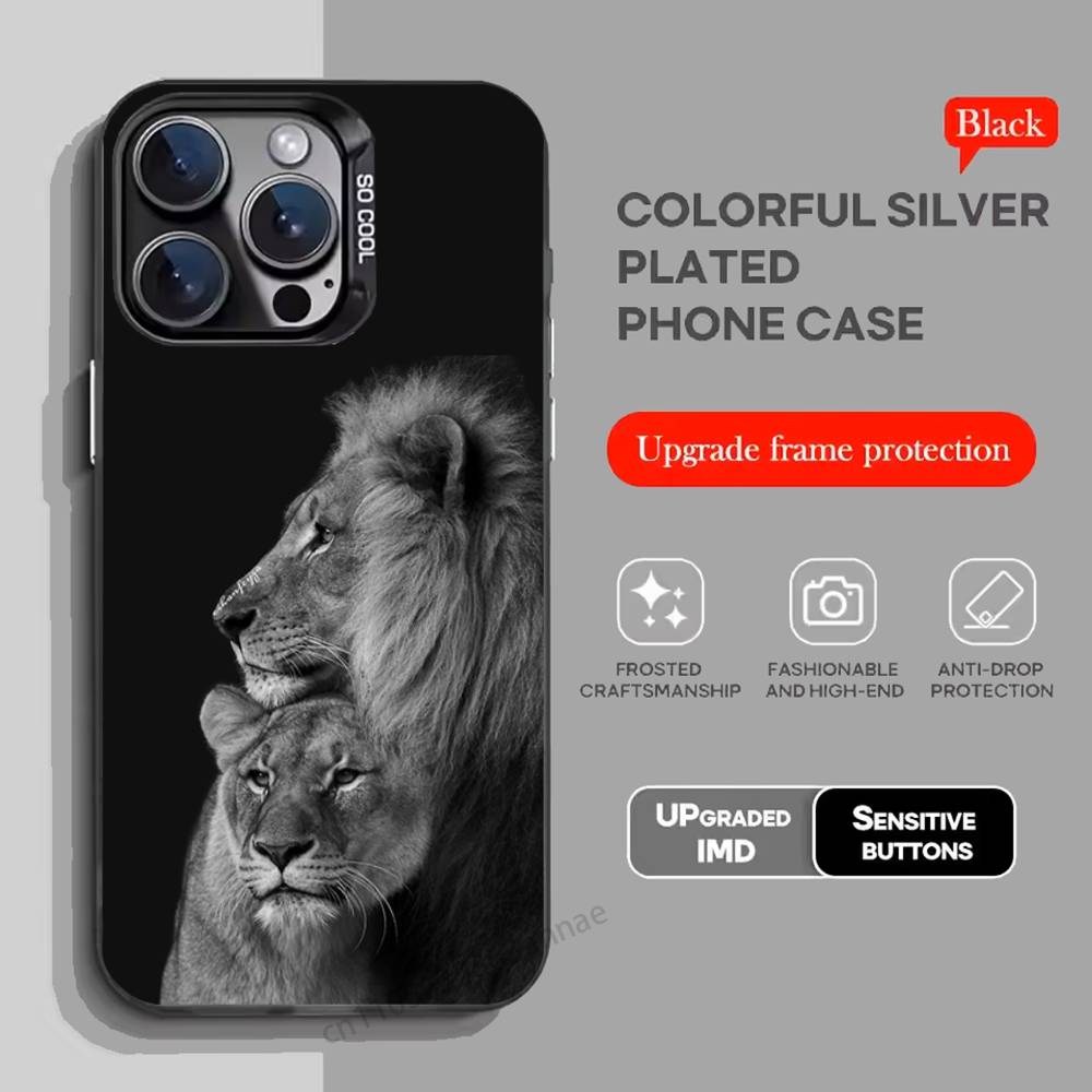 Lion Pattern Phone Case for iPhone 15 16 Pro Max  Air SE 11 13 Pro 14 Plus 12 11Pro 15Pro Max 16e Cover