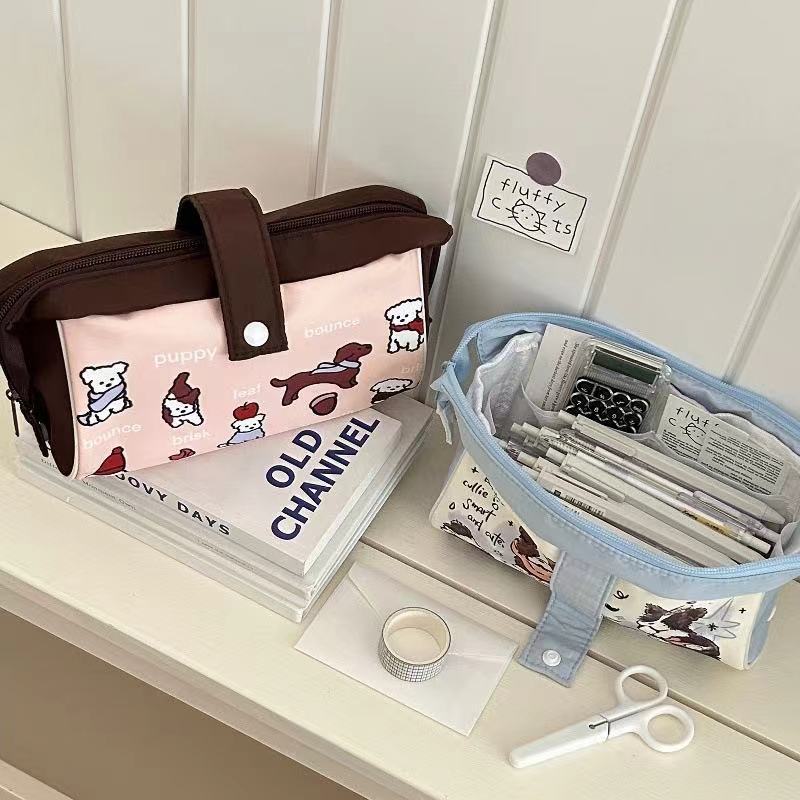 Trousse à Crayons pour Chien en Toile Grande Capacité pour Étudiants et Usage de Bureau