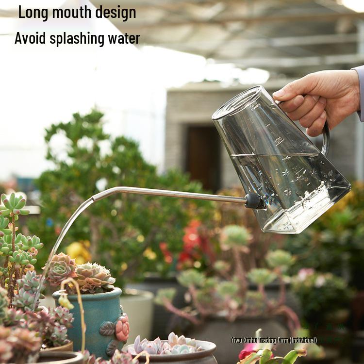 Arrosoir Transparent Grande Capacité en Acier Inoxydable avec Bec Long pour le Jardinage.