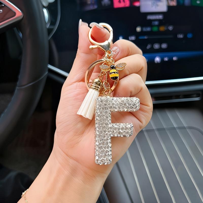 Mode 26 Bokstäver A-Ö Nyckelring Lyxig Elegant Strass Legering Nyckelring Väska Bil Hänge Smycken Tillbehör