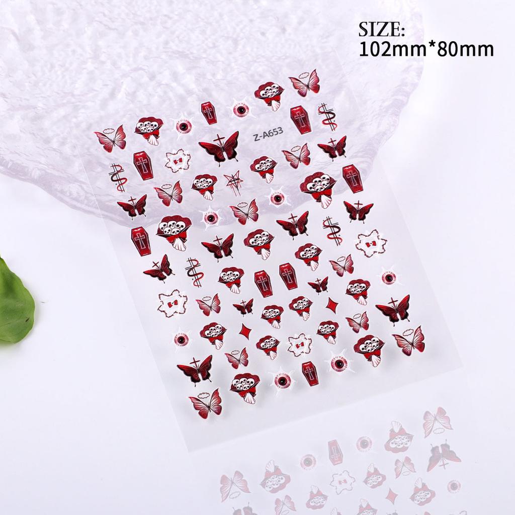 5D Geprägter Nail Art Sticker Halloween Cartoon Spinnennetz Geist Kürbislaterne Nagel Klebeaufkleber