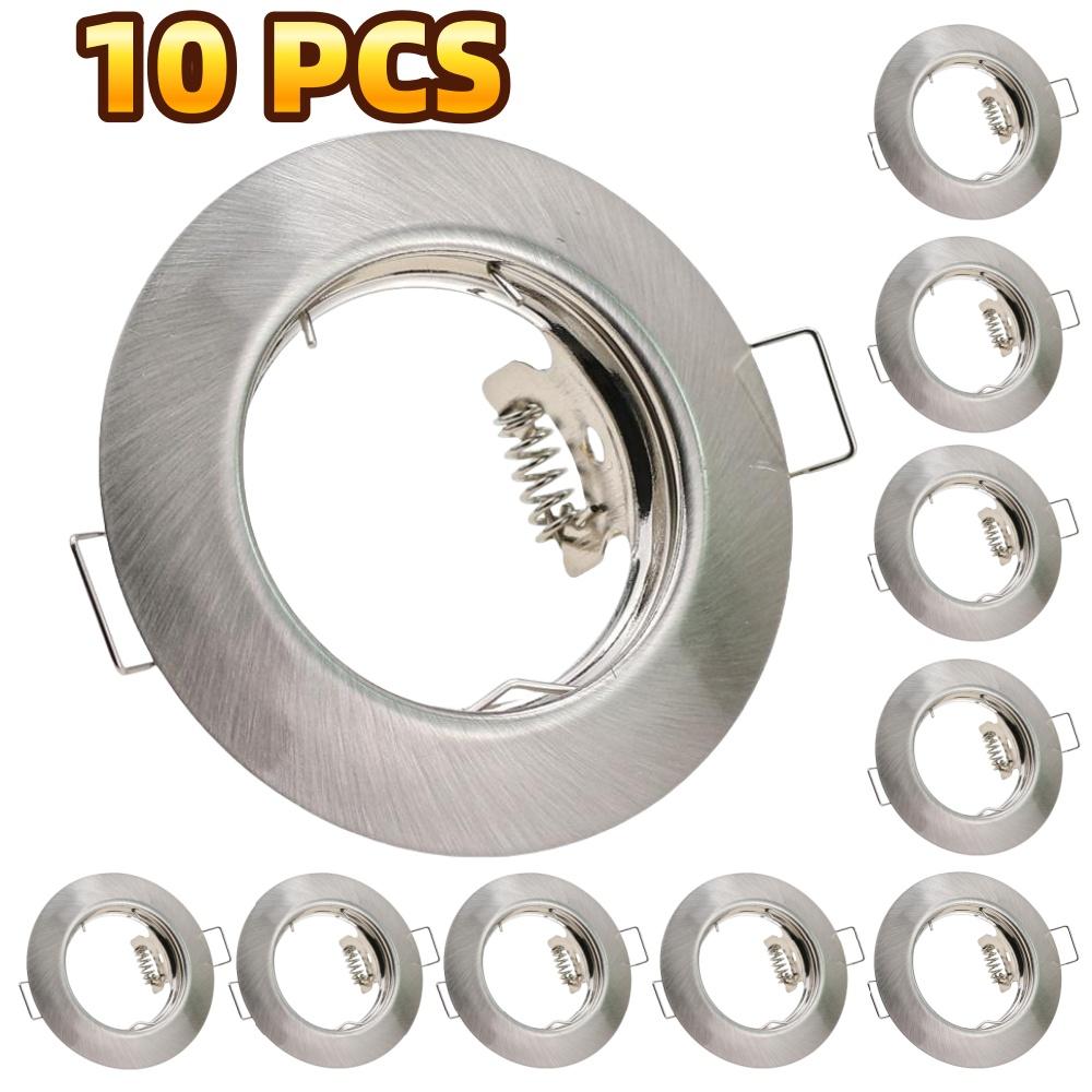 6/10pcs Round Recessed LED Ceiling Downlight Mounting Frame MR16 GU10 Bulb Replaceable Spot Lamp Holder Socket Fitting Fixtures