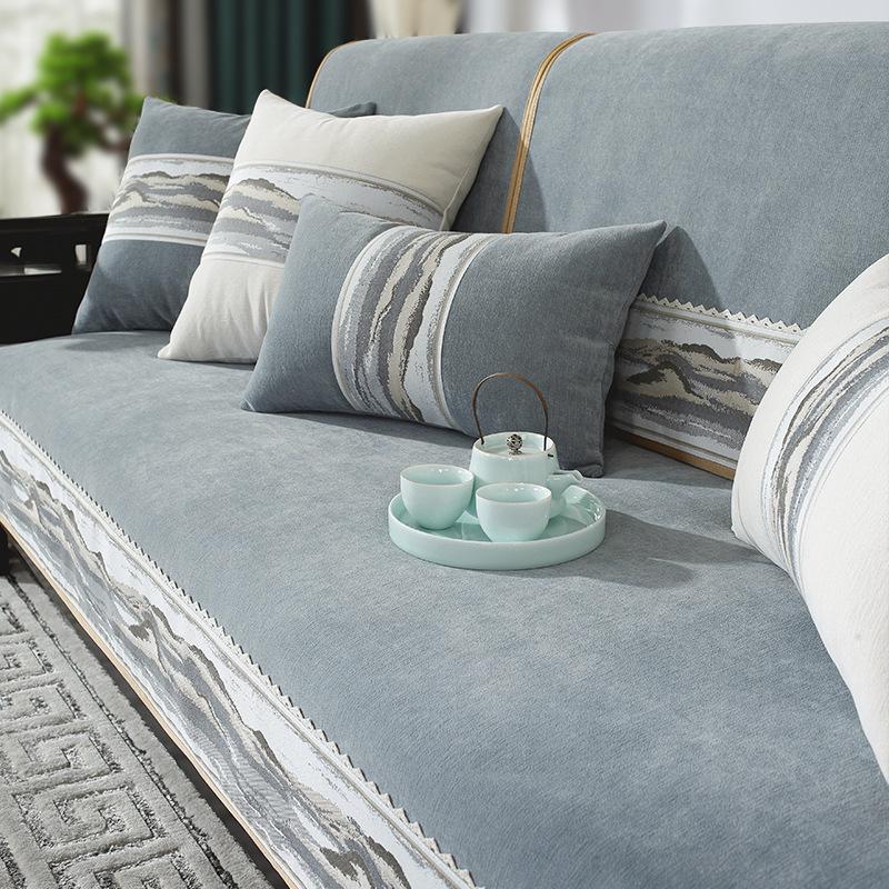 Neues chinesisches Sofakissen Mahagoni Massivholz Leichter Luxus Hoher Sinn Rutschfest Universell für alle Jahreszeiten Neue Bezug Handtuchbezug Stoff