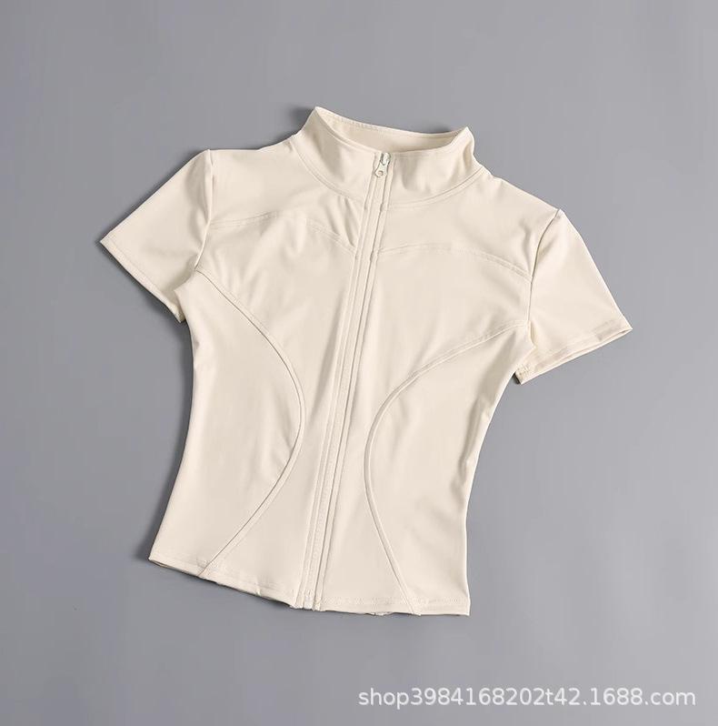Casual Fitted Cropped T-shirt Jacket Women’s Short-sleeved Fitness Top Quick-drying Breathable Slimming Figure-hugging Cycling Jersey
