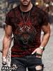 Men's 3D Printed Lion Short-sleeved Crew Neck T-shirt for Summer, Soft and Breathable, Casual and Comfortable, Suitable for Outdoor Sports.