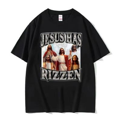 Jesus Has Rizen Shirt Print T Shirts Men Women Oversized Classic Tshirts Fashion High Quality Gothic Clothes Tshirt Streetwear