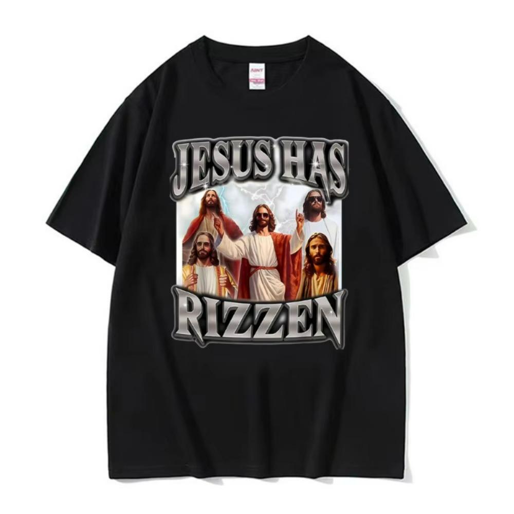 Gesù è Risorto Stampa Maglietta T-shirt Uomo Donna Oversize Classiche T-shirt Alta Qualità Gotico C
