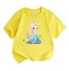 Kids Boys Girls Crew Neck Short Sleeve T-Shirt, 100% Cotton Cute Cartoon Ice Princess Print Casual Soft Tees for Toddler Children Daily Wear Summer Ba