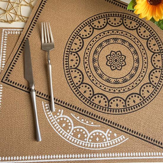 Vintage Letter Placemat Waterproof Heat-Resistant Non-slip Heat Insulation Dishwasher Safe Rectangle Dining Table Protection Decoration Pad