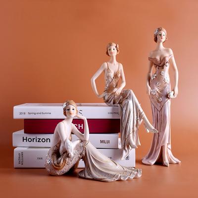 European Resin Statue Accessories Girl Beauty Character Home Livingroom Table Figurines Crafts Decoration Wedding Birthday Gifts