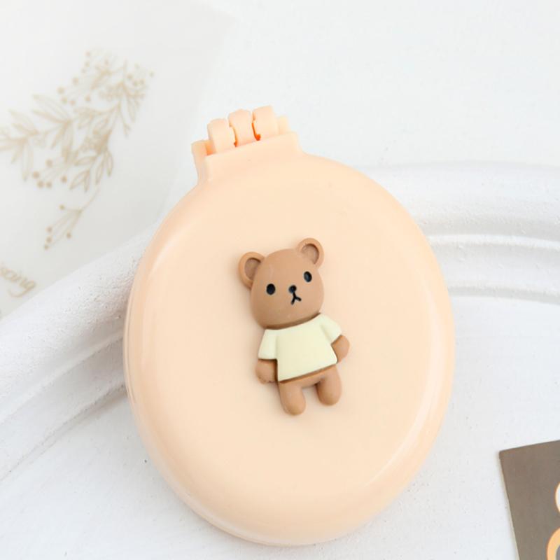 Teddy Bear Mini Hair Hand Mirror Brush Portable Comb