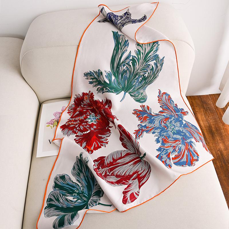 Spring new silk scarves fashionable versatile silk twill triangle scarves high temperament 100% mulberry silk scarves 74*165cm