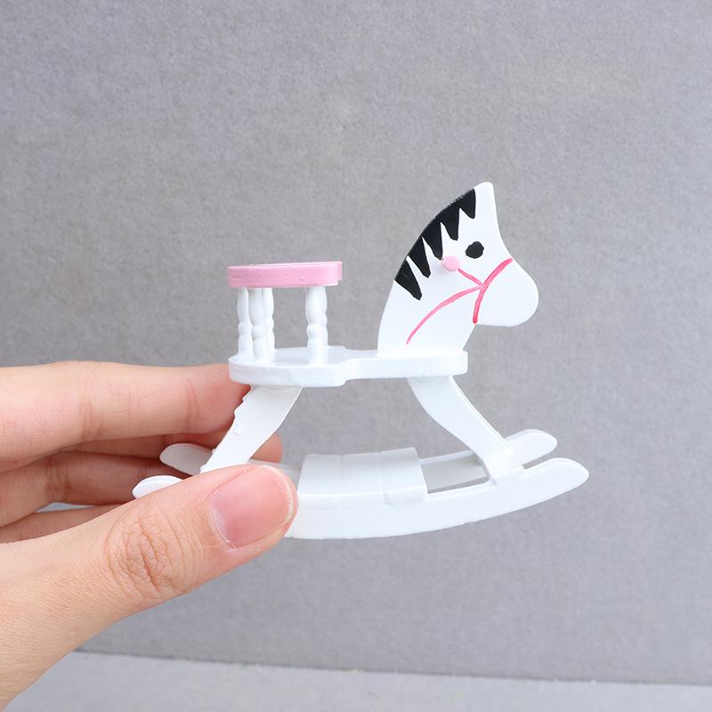 1:12 Dollhouse Miniature Wooden Horse Chair - Child Room Decor & Photo Prop