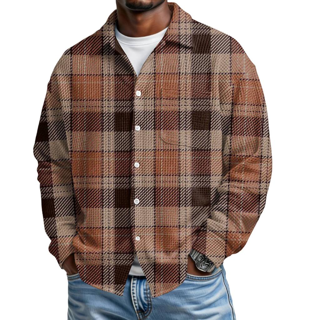 Chemise Décontractée à Boutons et Manches Longues pour Homme avec Poche