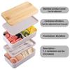 Japanische Bento-Lunchbox für Erwachsene, auslaufsicherer Lunchbehälter mit Bambusdeckel, 4 Utensilien, Essensvorbereitung, Bento-Box zur Portionskontrolle