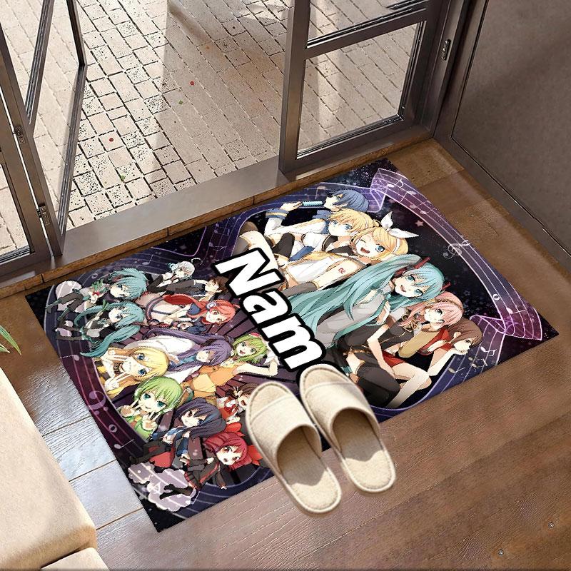 Custom Name Personalized Hatsune Miku Print Carpet, Versatile Home Decor Rug, for Playroom, Apartment, Balcony, Entryway, Hallway Gift