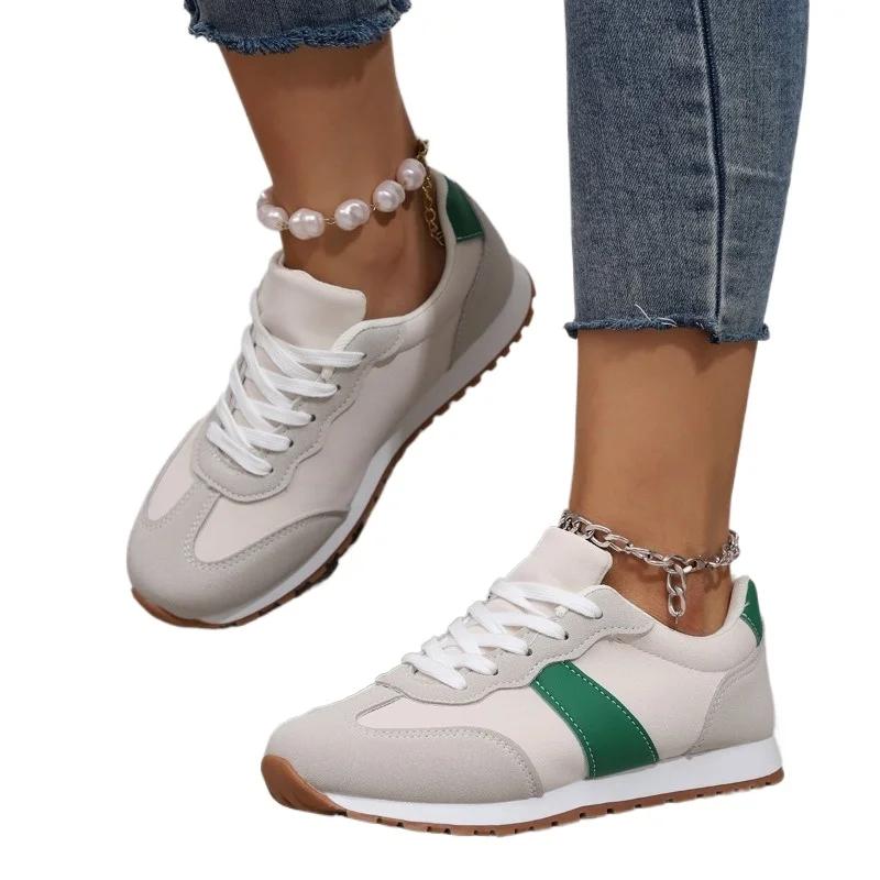 Fashion Outdoor Women's Shoes 2024 Lace Up Women's Vulcanize Shoes Women Sneakers Mixed Colors Round Toe Flat with Ladies Casual Shoes