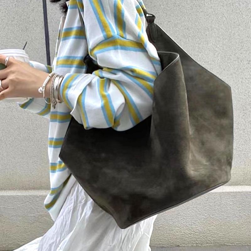 KH Suede Bucket Bag: Elegant, Simple Shoulder & Handbag for Women - Versatile Commuter & All-Match Fashion Accessory