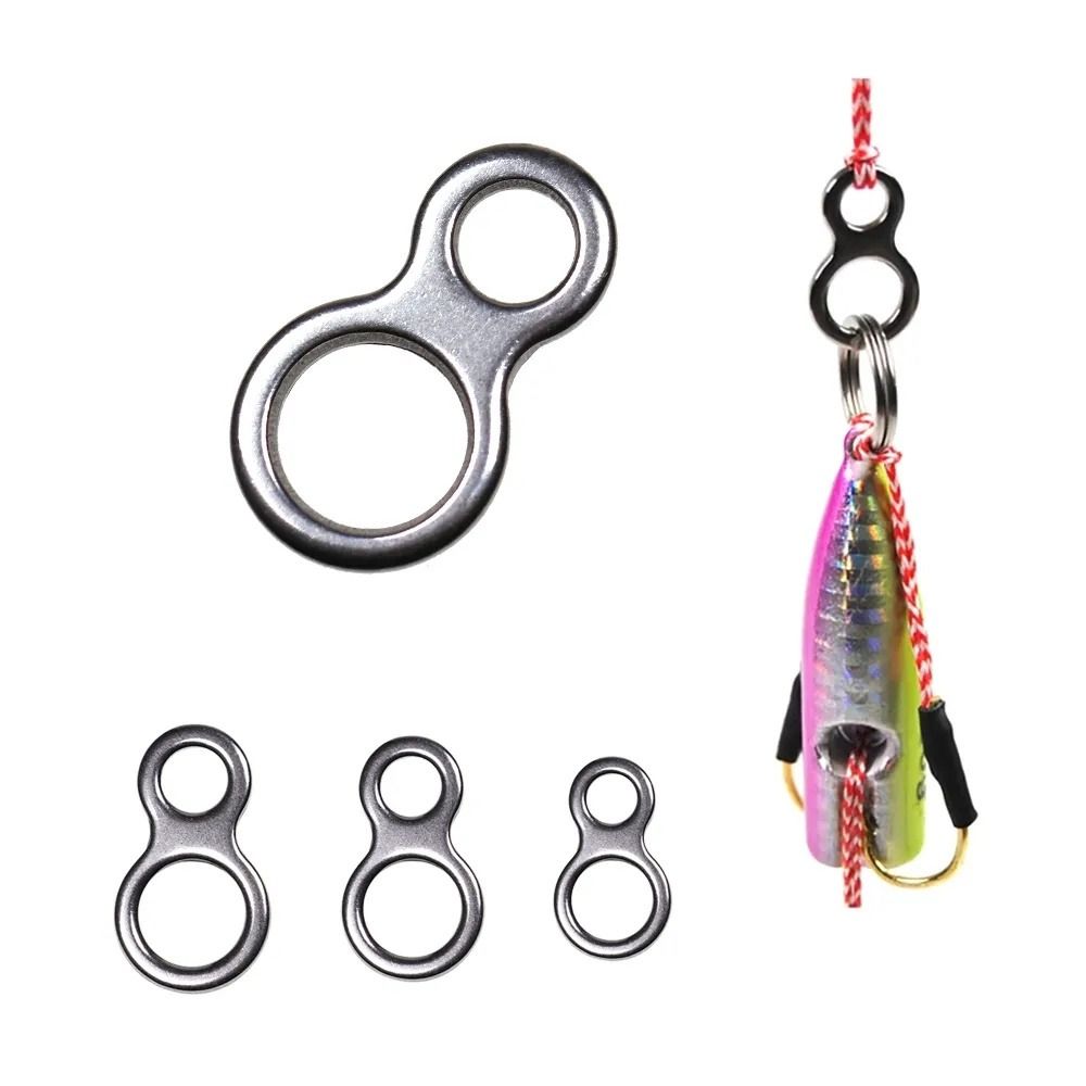 10Pcs Stainless Steel Jigging Rings Swivels Double 8 Hook Connect Rings  Sea Fishing