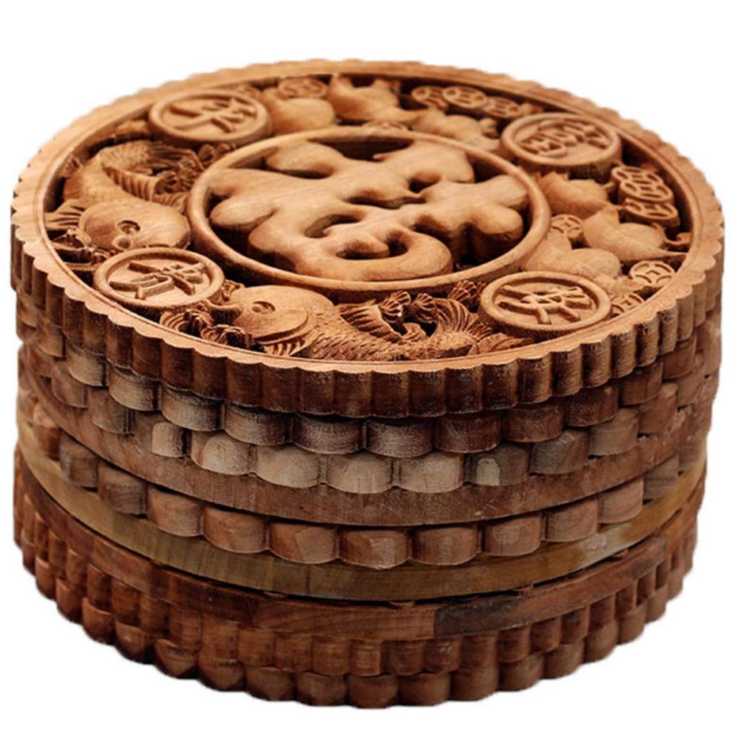 Round Camphor Wood Pendant with Fu Character - Natural Color, Carved Ornament for Living Room Decor, Solid Wood Craft Gift
