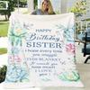 Soft Flannel Throw Blanket with Inspirational Sister Message | Vintage Floral Design, Lightweight & Cozy for Couch or TV, Perfect Birthday or Holiday