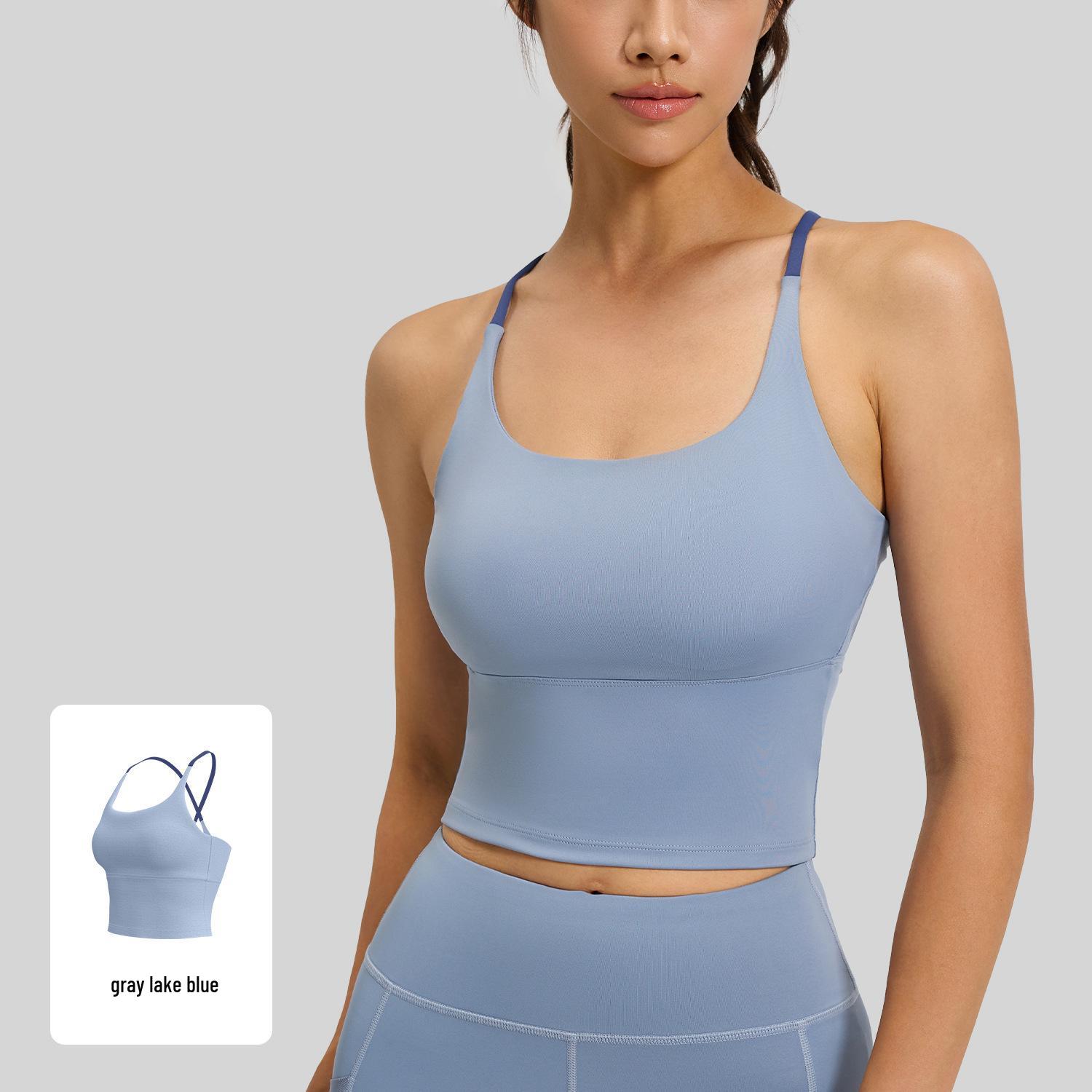 

Color-Block Sports Cami with Built-in Bra – Women s Yoga Fitness Open Back Top Small