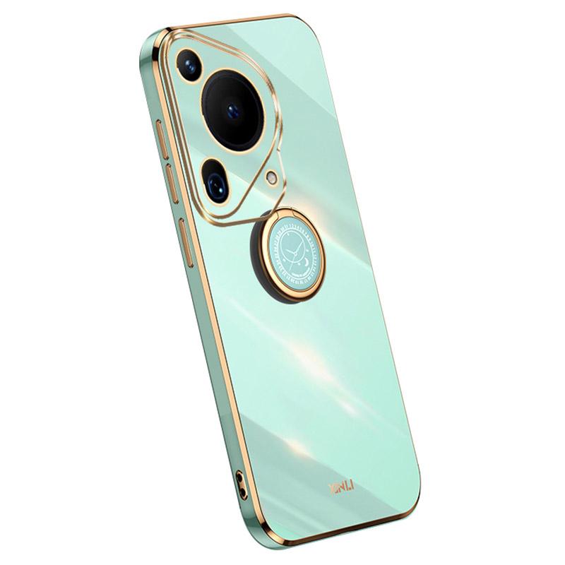

For Huawei Pura 70 Ultra Case Kickstand Electroplating TPU Phone Cover Cyan
