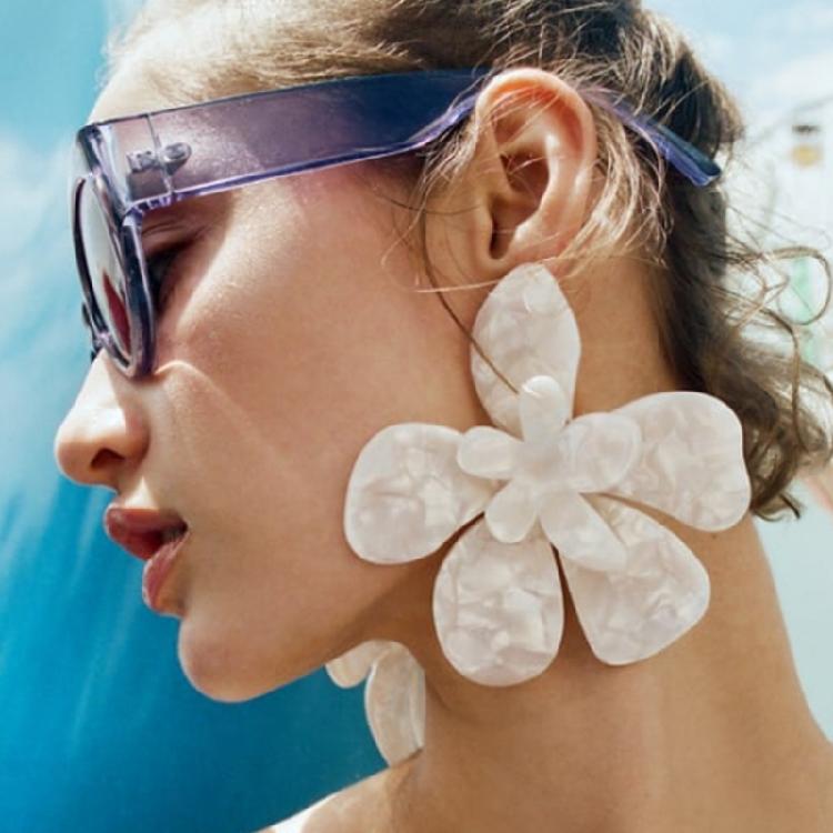 Acrylic Big Flower Earrings Floral Stud Earrings Statement Beach Jewelry