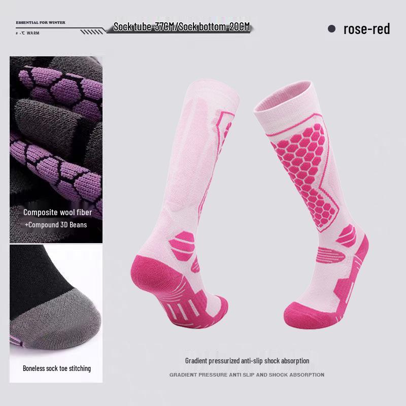 Unisex Cross-Border Style Wool Ski Socks: Long Tube, Warm, Anti-Slip, Anti-Pilling, Ideal for Skiing and Mountaineering