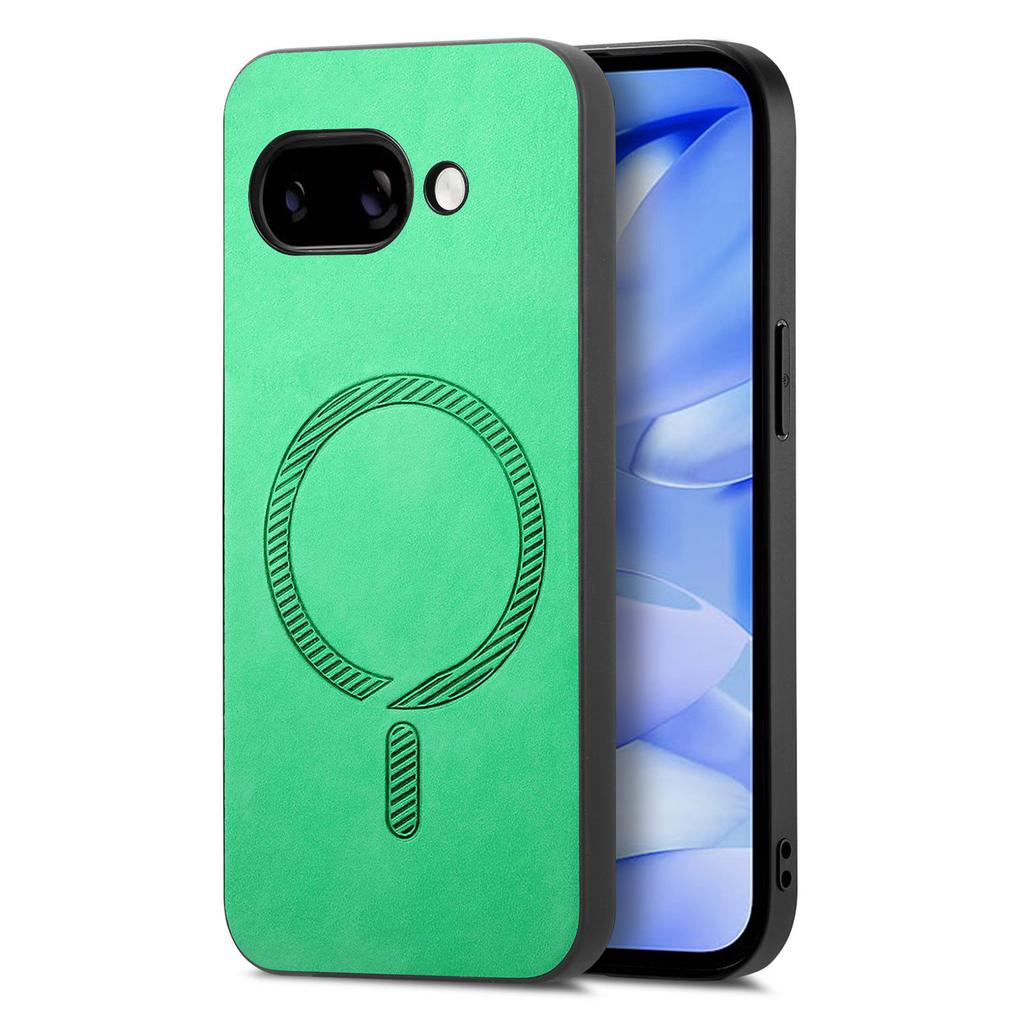For Google Pixel 9a Leather Back Case Compatible with MagSafe Skin-touch Phone Cover