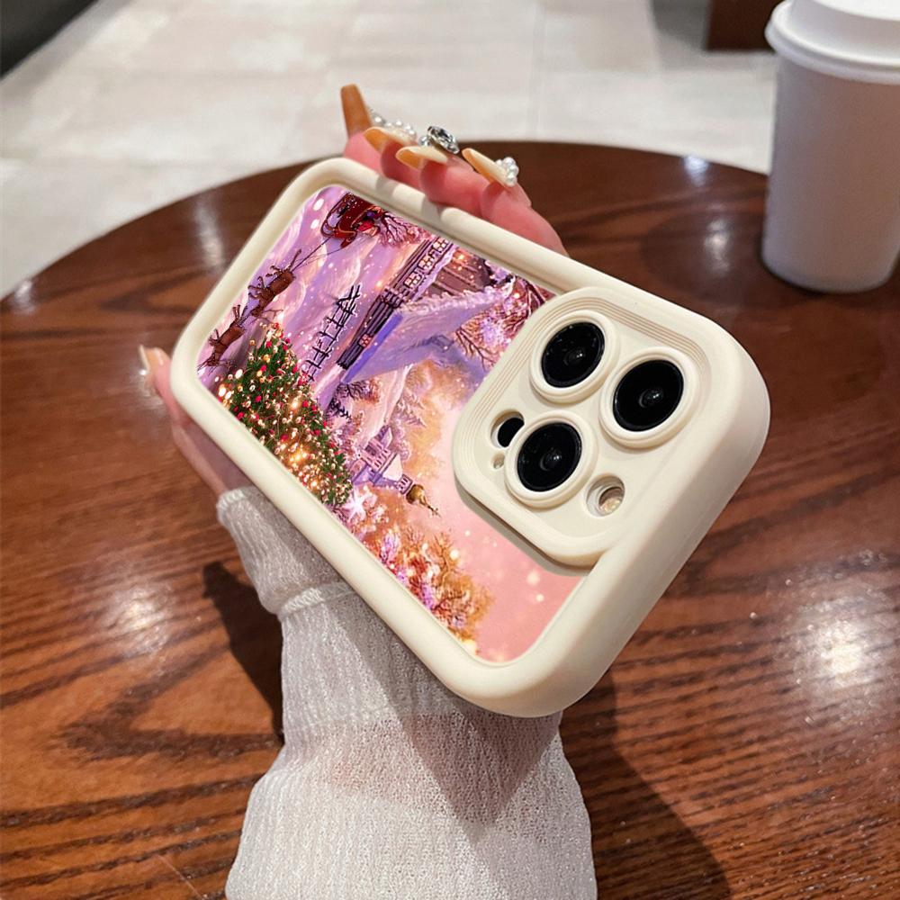 N114 Merry Christmas Desig Art Happy New Year Soft Angel Eyes Phone Cases for iPhone 16 15 14 13 11 Pro Max 8 7 6s Plus 12 XR XS Max Shockproof Cover