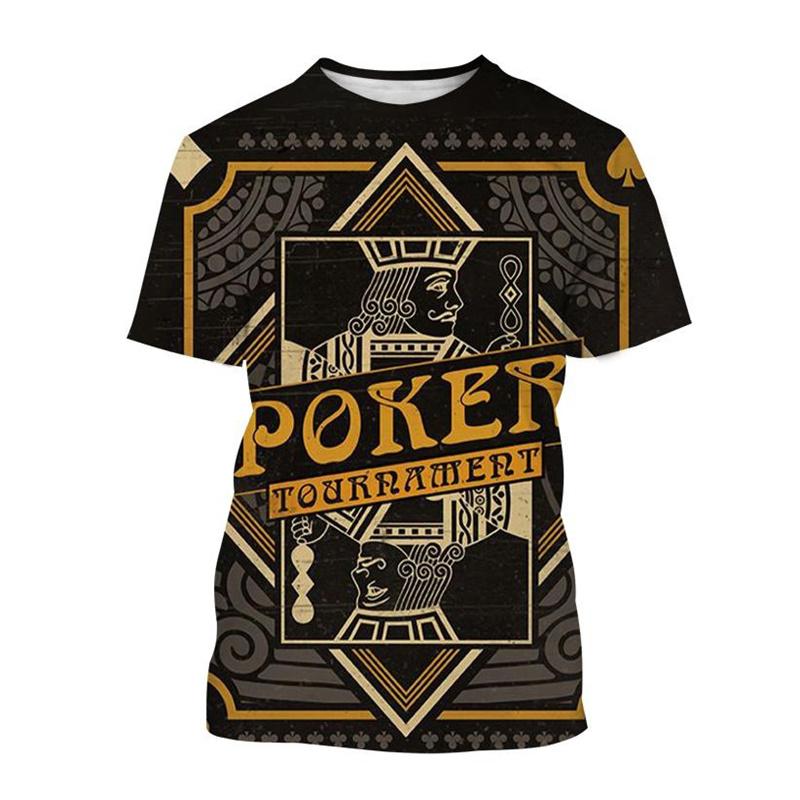 Retro 3D Tisk Kostky Poker Tričko Pro Muže Kreativní Cool Letní Krátkorukávová Trička Osobnost Streetwear Tričko Topy Oblečení