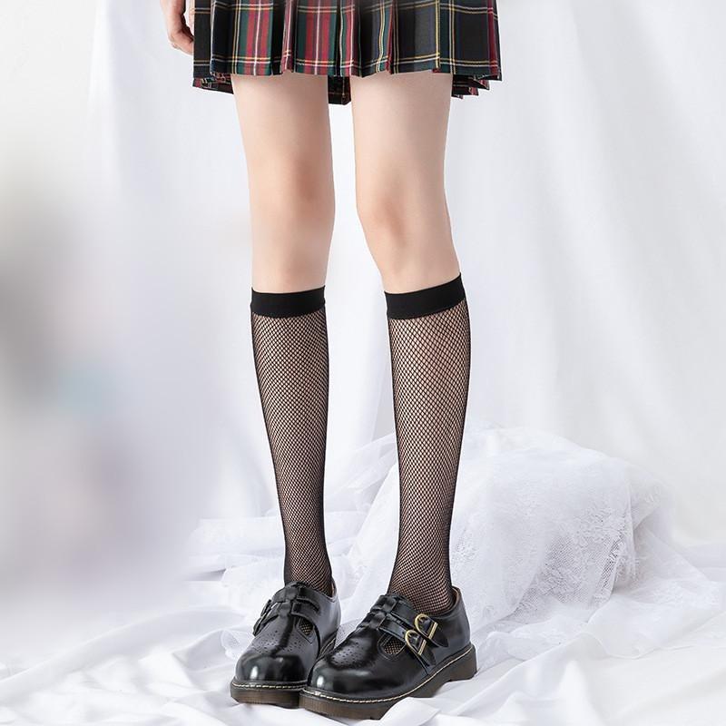Calze da donna stile giapponese Calzini alti al ginocchio Calzini lunghi in nylon trasparente ultrasottile Calzini al ginocchio JK Lolita per ragazze dolci